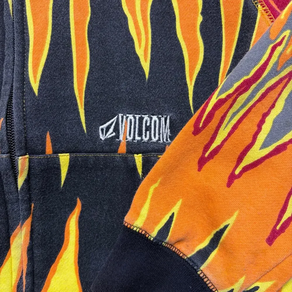 Volcom Flame Full Zip Hoodie Mask Face Surf Y2K‎ Skate Streetwear Men's XXS